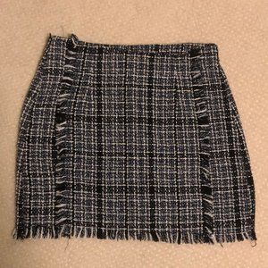 woven/plaid mini skirt - blue/black/white